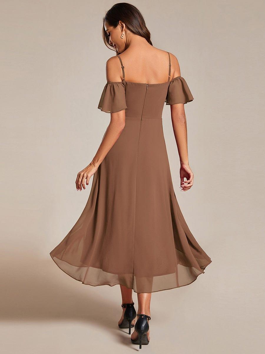 ever JORDANE|Spaghetti Strap Cold Shoulder Chiffon A-Line Midi Bridesmaid Dress