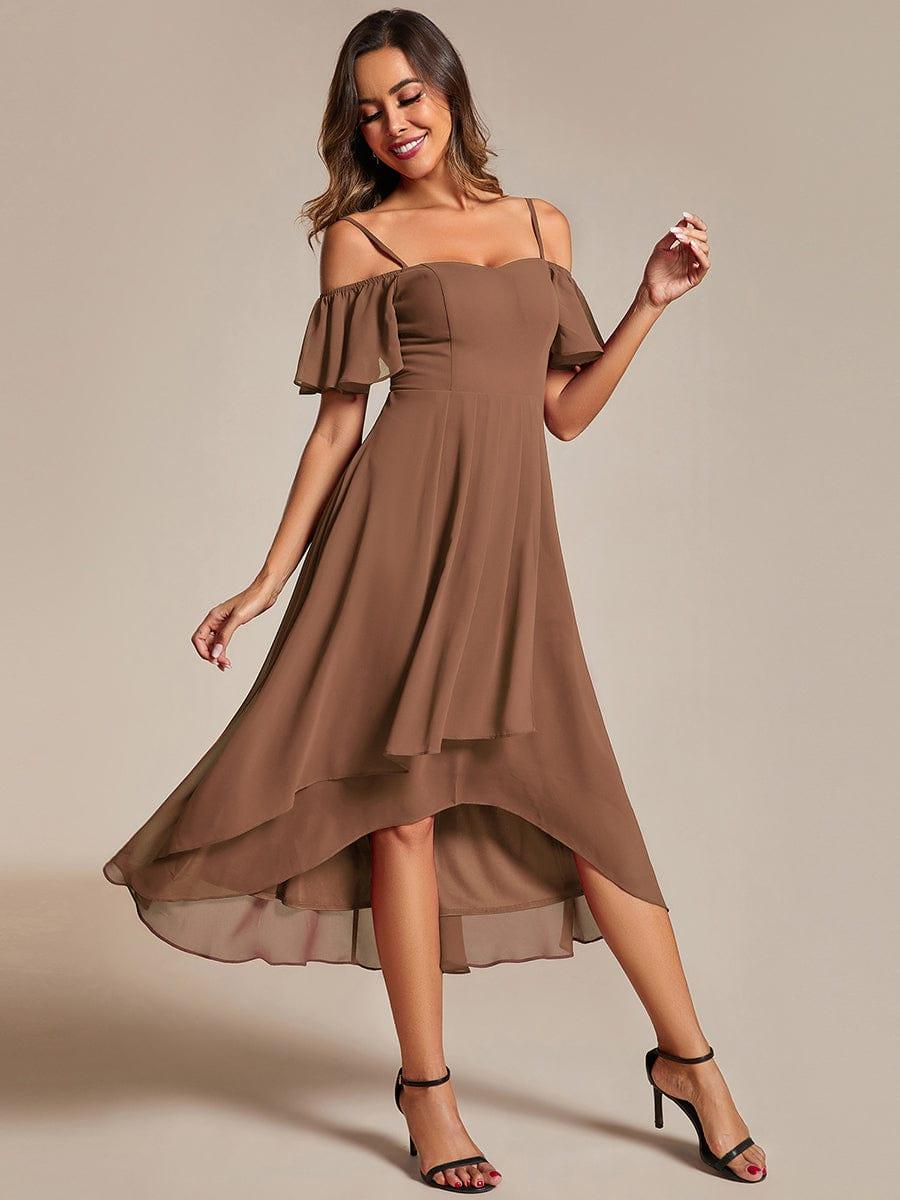 ever JORDANE|Spaghetti Strap Cold Shoulder Chiffon A-Line Midi Bridesmaid Dress