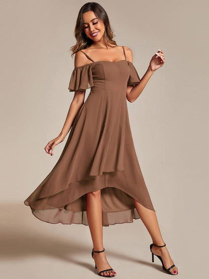 ever JORDANE|Spaghetti Strap Cold Shoulder Chiffon A-Line Midi Bridesmaid Dress