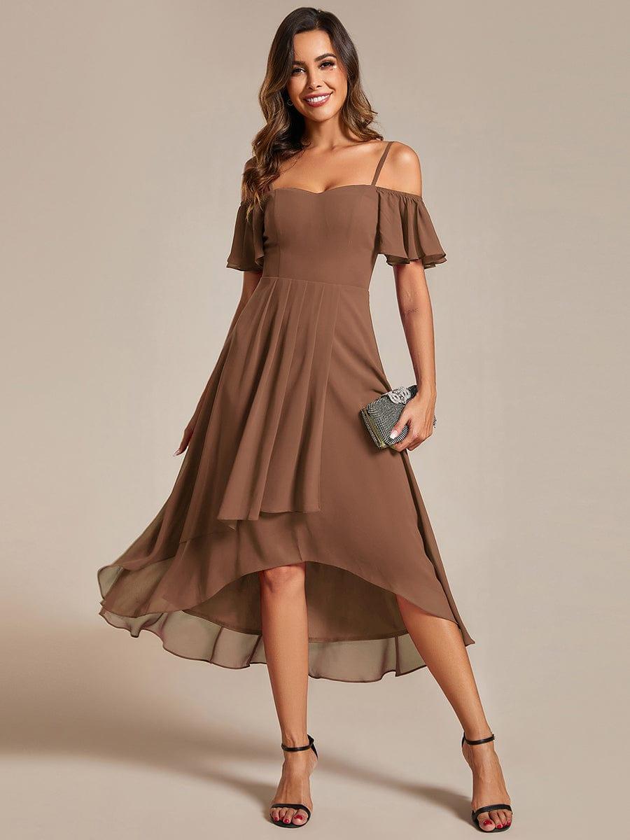 ever JORDANE|Spaghetti Strap Cold Shoulder Chiffon A-Line Midi Bridesmaid Dress
