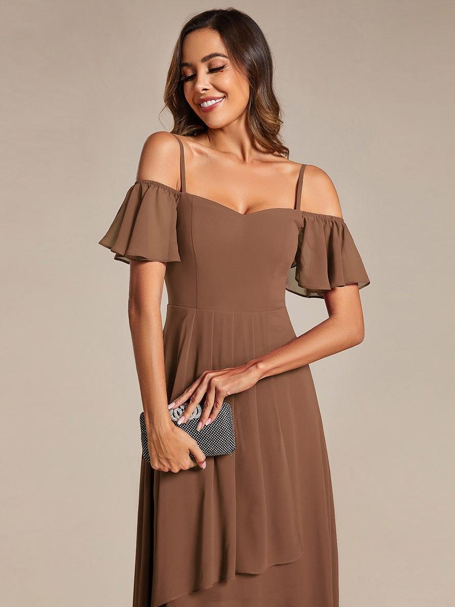ever JORDANE|Spaghetti Strap Cold Shoulder Chiffon A-Line Midi Bridesmaid Dress