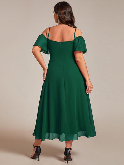 ever JORDANE|Spaghetti Strap Cold Shoulder Chiffon A-Line Midi Bridesmaid Dress