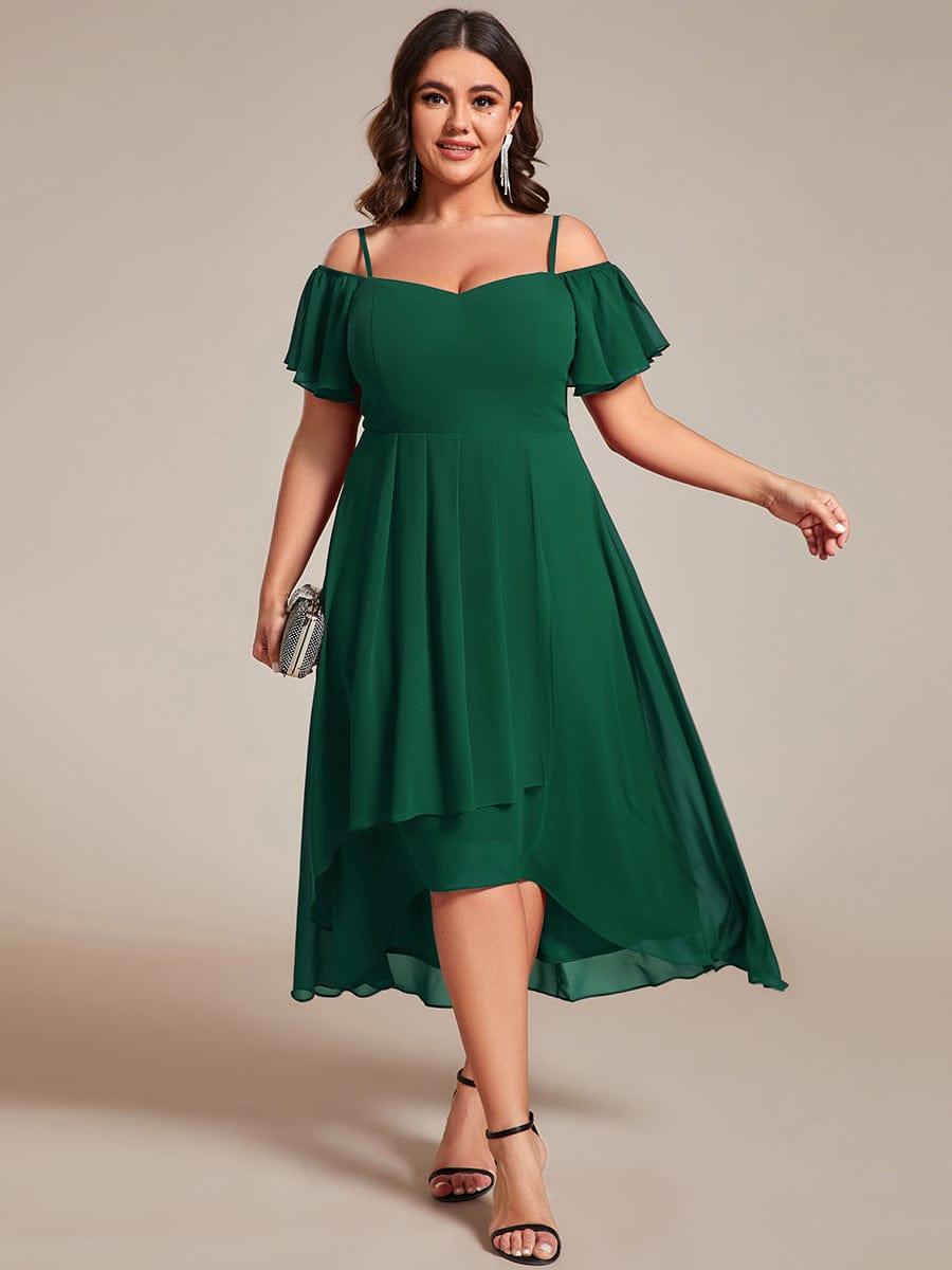 ever JORDANE|Spaghetti Strap Cold Shoulder Chiffon A-Line Midi Bridesmaid Dress