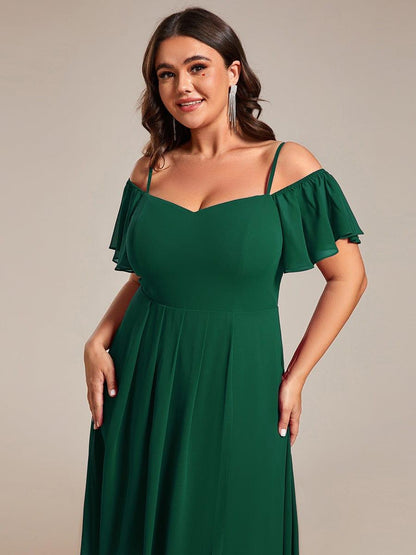 ever JORDANE|Spaghetti Strap Cold Shoulder Chiffon A-Line Midi Bridesmaid Dress