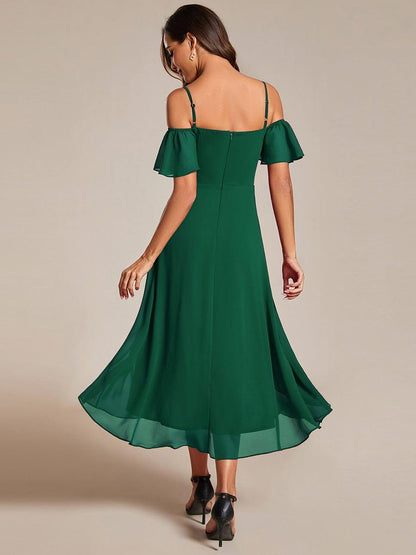 ever JORDANE|Spaghetti Strap Cold Shoulder Chiffon A-Line Midi Bridesmaid Dress