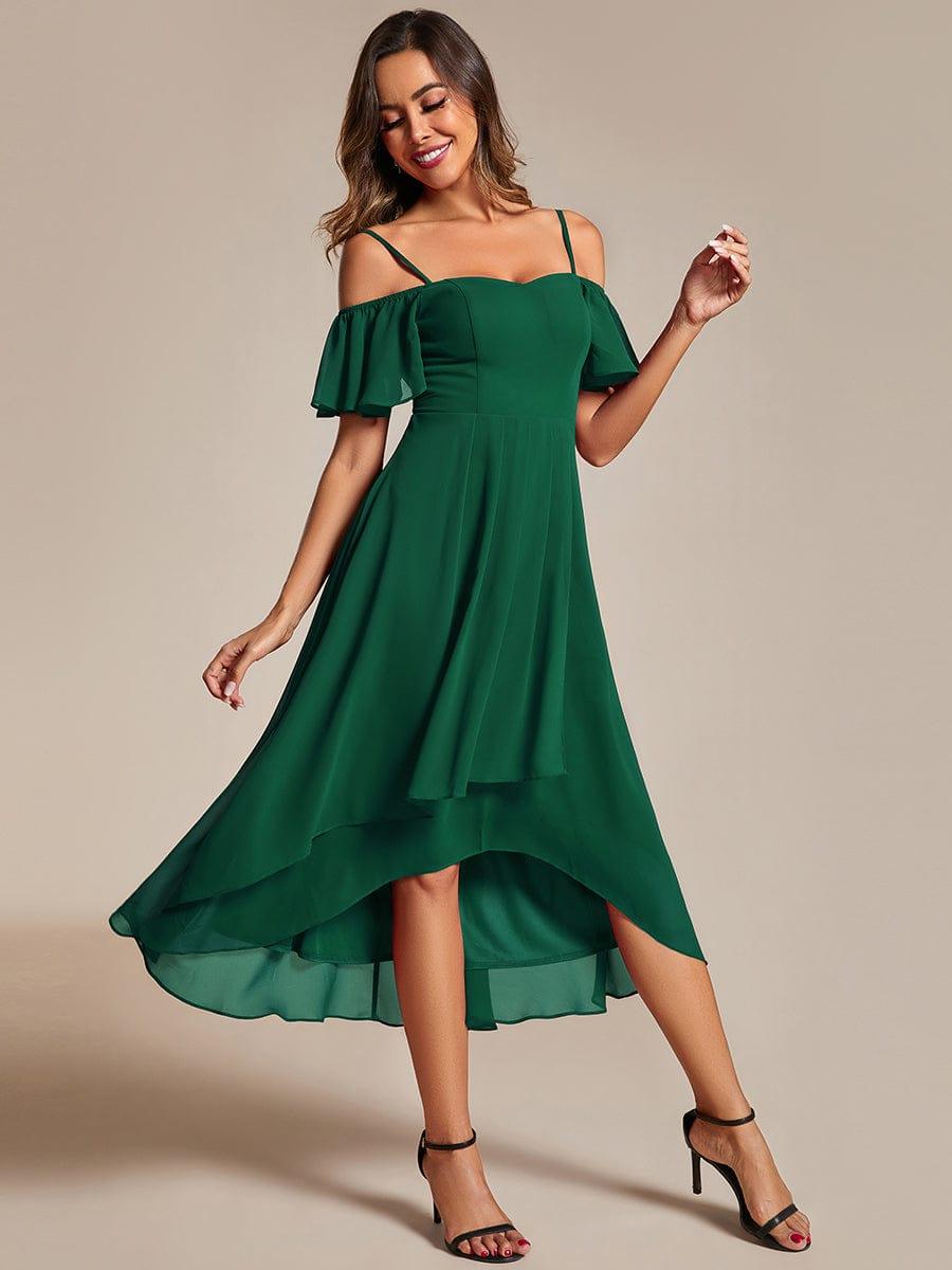 ever JORDANE|Spaghetti Strap Cold Shoulder Chiffon A-Line Midi Bridesmaid Dress
