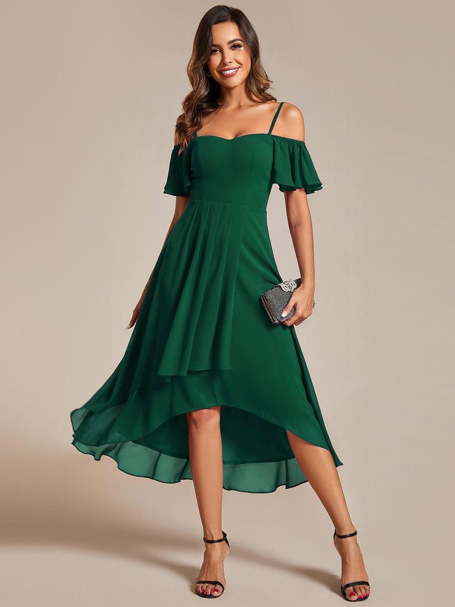 ever JORDANE|Spaghetti Strap Cold Shoulder Chiffon A-Line Midi Bridesmaid Dress