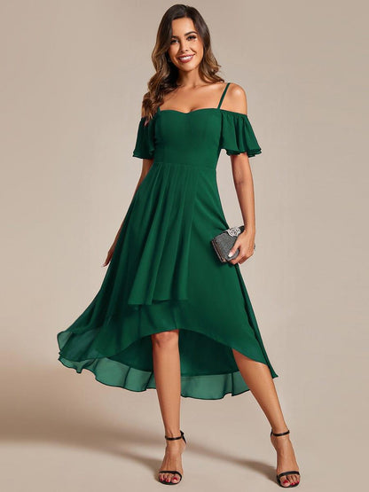 ever JORDANE|Spaghetti Strap Cold Shoulder Chiffon A-Line Midi Bridesmaid Dress