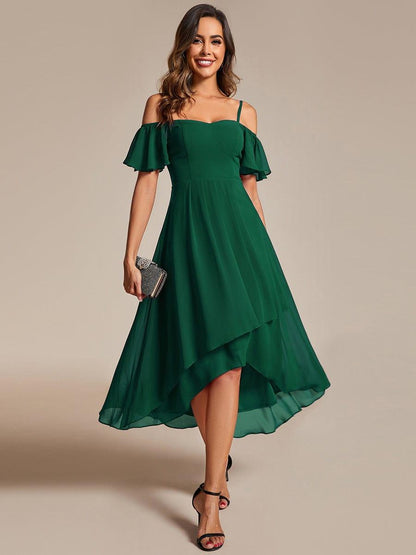 ever JORDANE|Spaghetti Strap Cold Shoulder Chiffon A-Line Midi Bridesmaid Dress