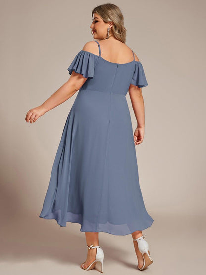 ever JORDANE|Spaghetti Strap Cold Shoulder Chiffon A-Line Midi Bridesmaid Dress