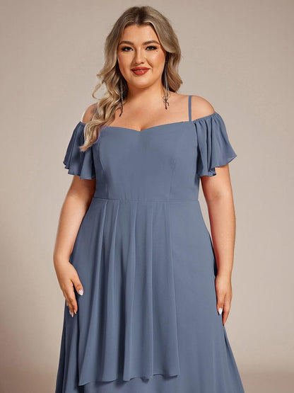 ever JORDANE|Spaghetti Strap Cold Shoulder Chiffon A-Line Midi Bridesmaid Dress