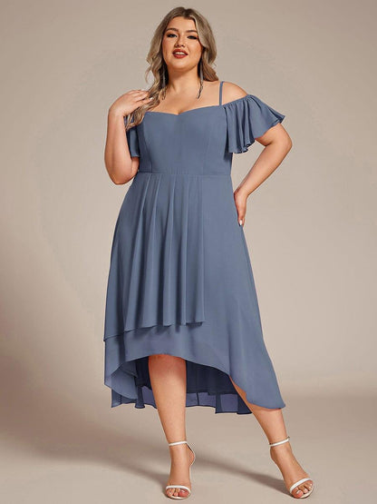 ever JORDANE|Spaghetti Strap Cold Shoulder Chiffon A-Line Midi Bridesmaid Dress