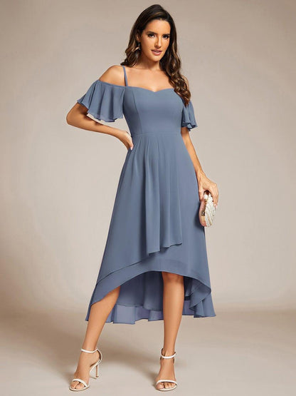 ever JORDANE|Spaghetti Strap Cold Shoulder Chiffon A-Line Midi Bridesmaid Dress