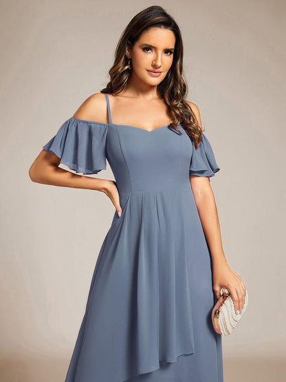 ever JORDANE|Spaghetti Strap Cold Shoulder Chiffon A-Line Midi Bridesmaid Dress