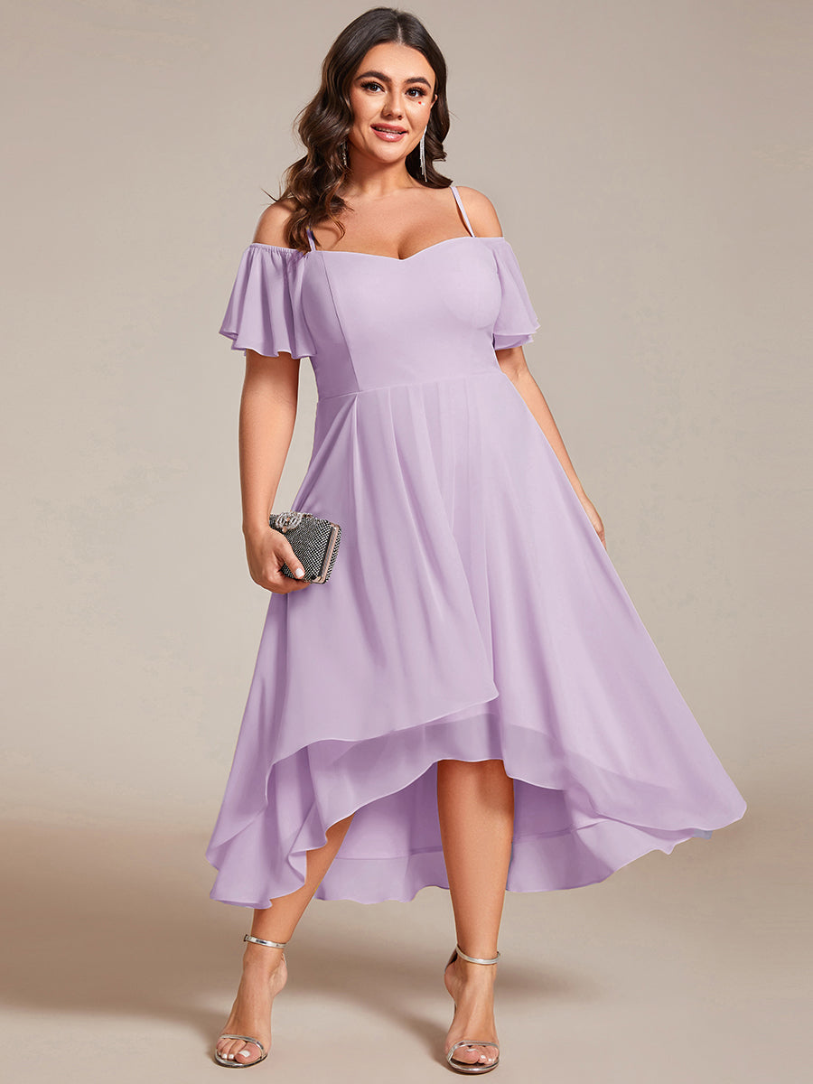 ever JORDANE|Spaghetti Strap Cold Shoulder Chiffon A-Line Midi Bridesmaid Dress