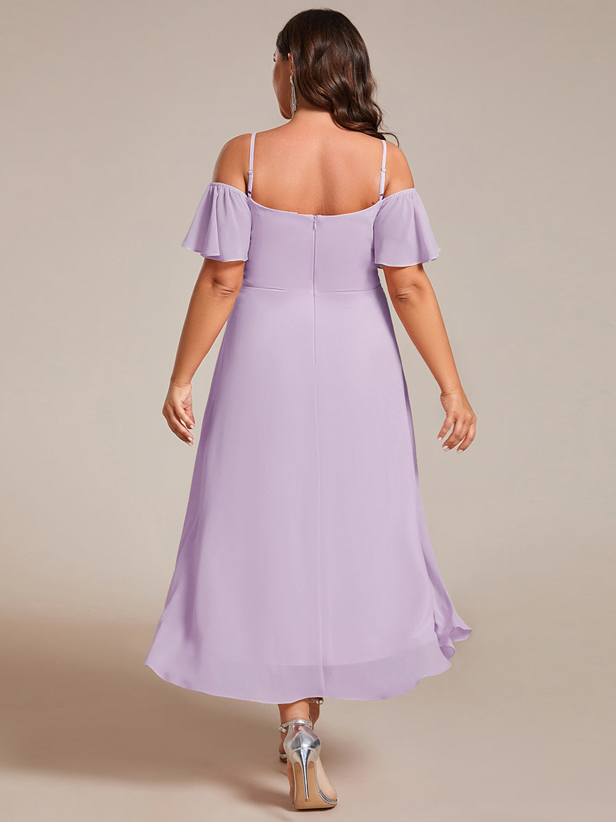 ever JORDANE|Spaghetti Strap Cold Shoulder Chiffon A-Line Midi Bridesmaid Dress