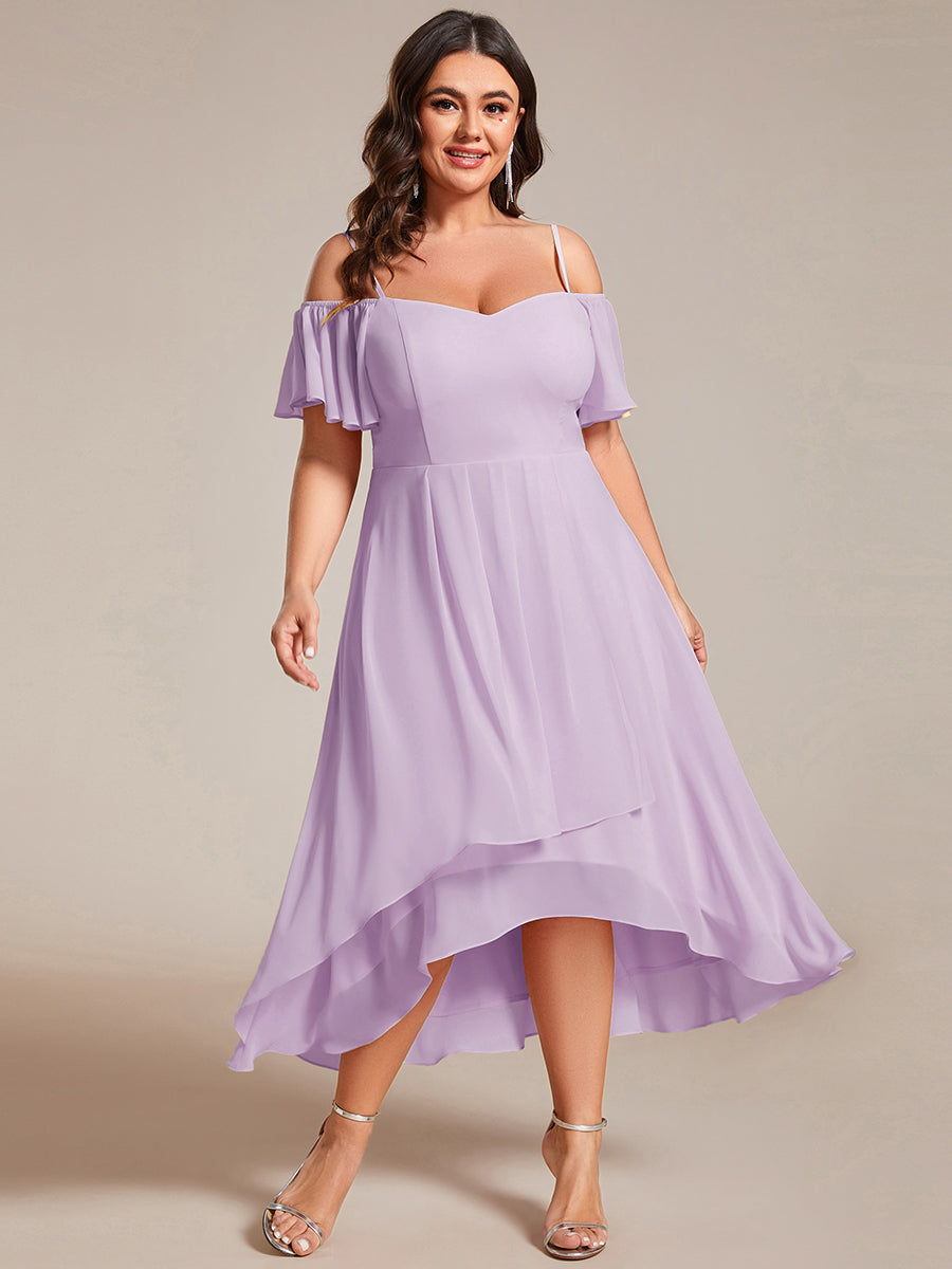 ever JORDANE|Spaghetti Strap Cold Shoulder Chiffon A-Line Midi Bridesmaid Dress
