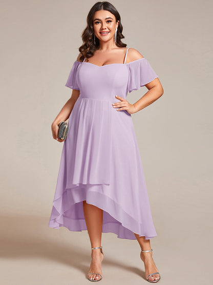 ever JORDANE|Spaghetti Strap Cold Shoulder Chiffon A-Line Midi Bridesmaid Dress