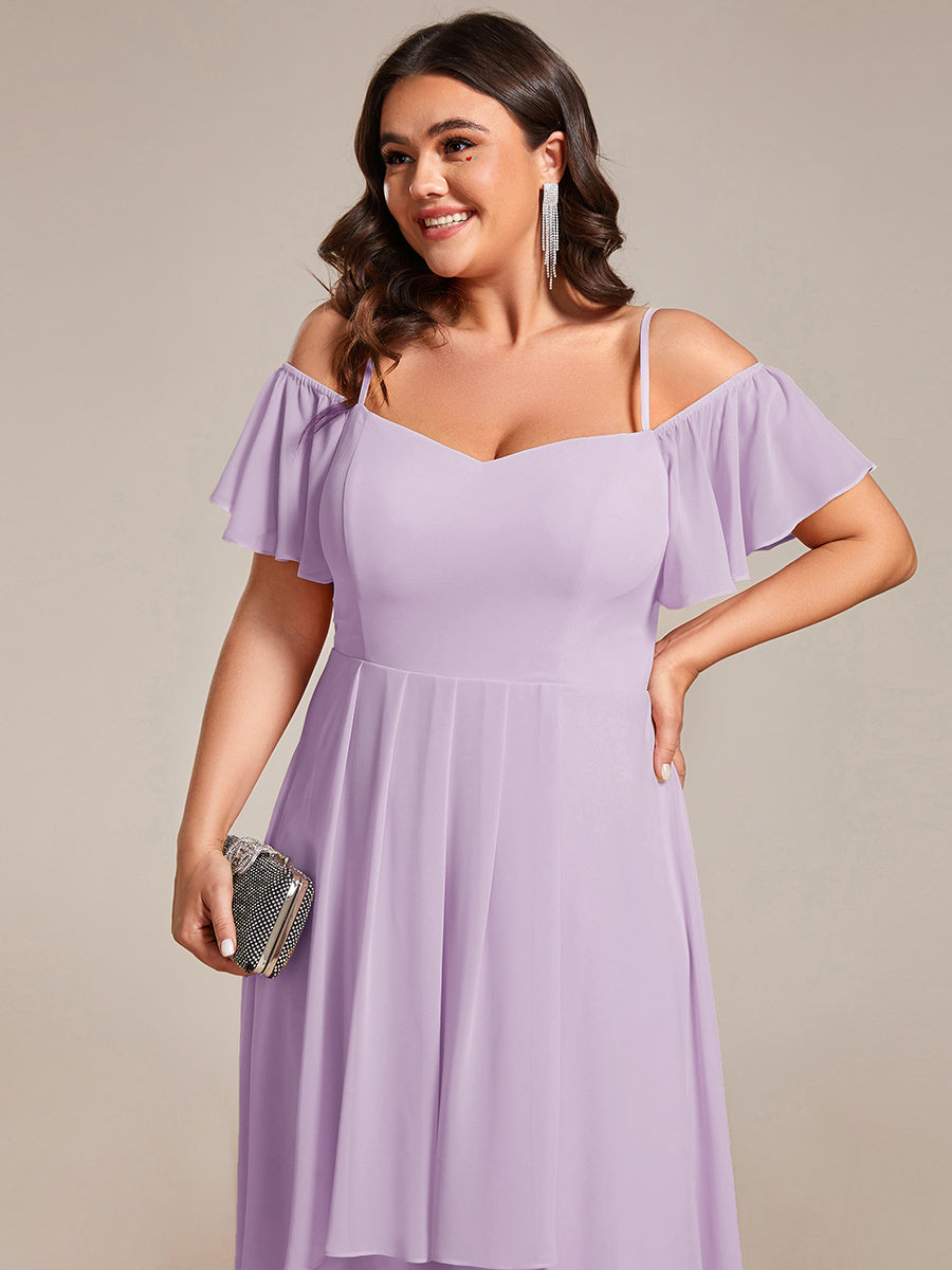 ever JORDANE|Spaghetti Strap Cold Shoulder Chiffon A-Line Midi Bridesmaid Dress