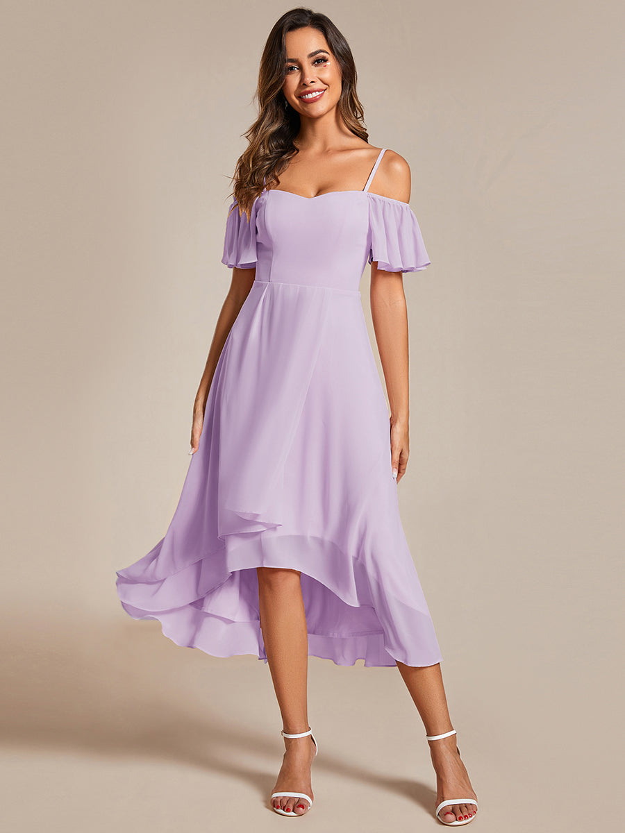 ever JORDANE|Spaghetti Strap Cold Shoulder Chiffon A-Line Midi Bridesmaid Dress