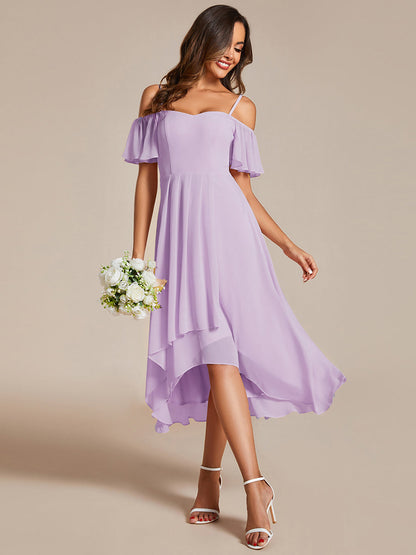 ever JORDANE|Spaghetti Strap Cold Shoulder Chiffon A-Line Midi Bridesmaid Dress
