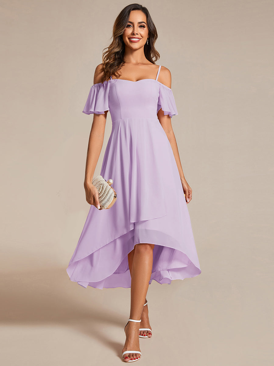 ever JORDANE|Spaghetti Strap Cold Shoulder Chiffon A-Line Midi Bridesmaid Dress