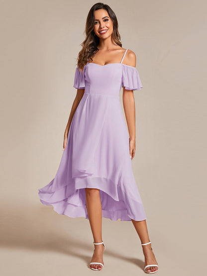 ever JORDANE|Spaghetti Strap Cold Shoulder Chiffon A-Line Midi Wedding Guest Dress