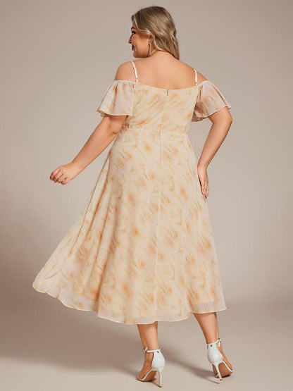 ever JORDANE|Spaghetti Strap Cold Shoulder Chiffon A-Line Midi Bridesmaid Dress