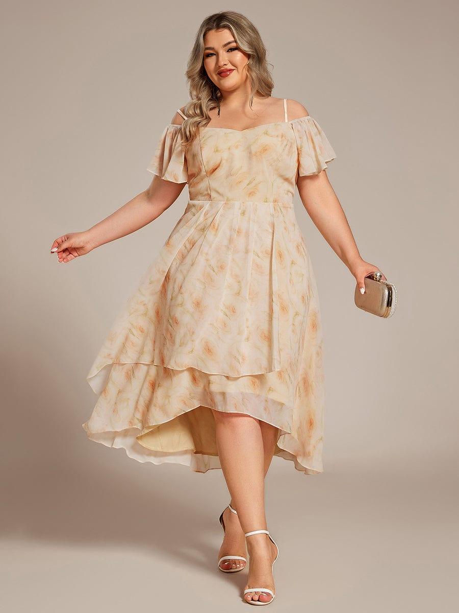 ever JORDANE|Spaghetti Strap Cold Shoulder Chiffon A-Line Midi Bridesmaid Dress