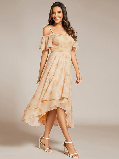 ever JORDANE|Spaghetti Strap Cold Shoulder Chiffon A-Line Midi Bridesmaid Dress