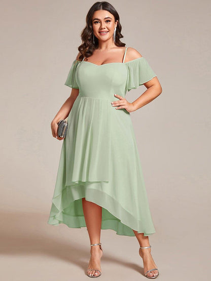 ever JORDANE|Spaghetti Strap Cold Shoulder Chiffon A-Line Midi Bridesmaid Dress