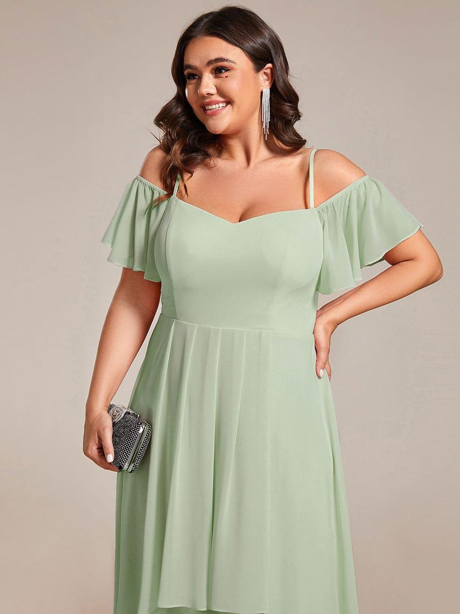 ever JORDANE|Spaghetti Strap Cold Shoulder Chiffon A-Line Midi Bridesmaid Dress