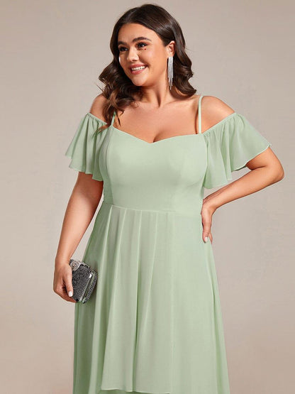 ever JORDANE|Spaghetti Strap Cold Shoulder Chiffon A-Line Midi Bridesmaid Dress