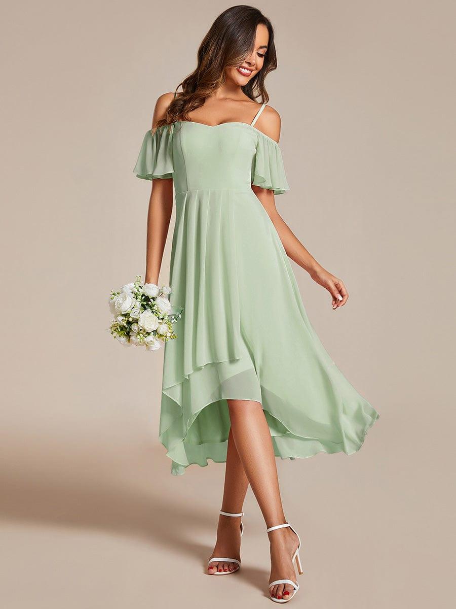 ever JORDANE|Spaghetti Strap Cold Shoulder Chiffon A-Line Midi Bridesmaid Dress