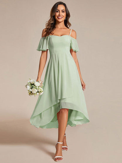 ever JORDANE|Spaghetti Strap Cold Shoulder Chiffon A-Line Midi Bridesmaid Dress