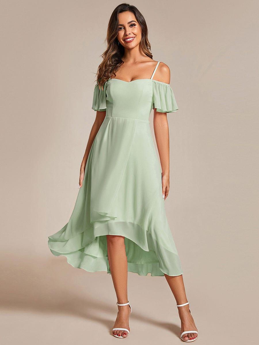 ever JORDANE|Spaghetti Strap Cold Shoulder Chiffon A-Line Midi Bridesmaid Dress