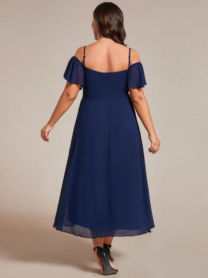 ever JORDANE|Spaghetti Strap Cold Shoulder Chiffon A-Line Midi Bridesmaid Dress