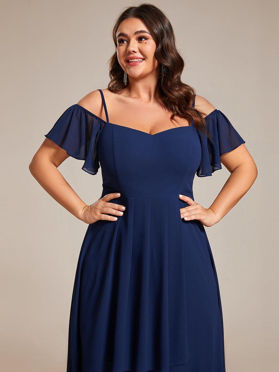 ever JORDANE|Spaghetti Strap Cold Shoulder Chiffon A-Line Midi Bridesmaid Dress