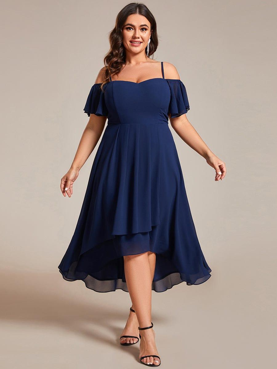 ever JORDANE|Spaghetti Strap Cold Shoulder Chiffon A-Line Midi Bridesmaid Dress