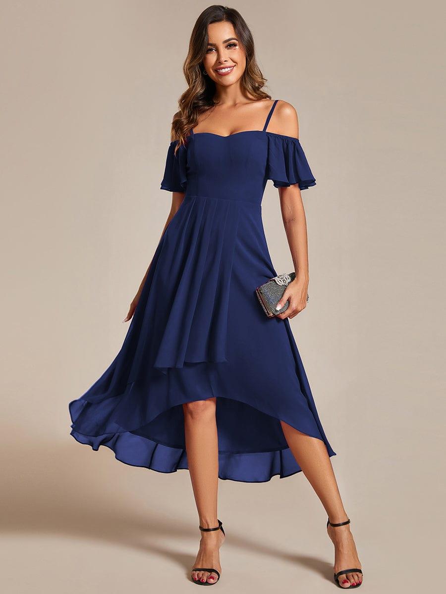 ever JORDANE|Spaghetti Strap Cold Shoulder Chiffon A-Line Midi Bridesmaid Dress