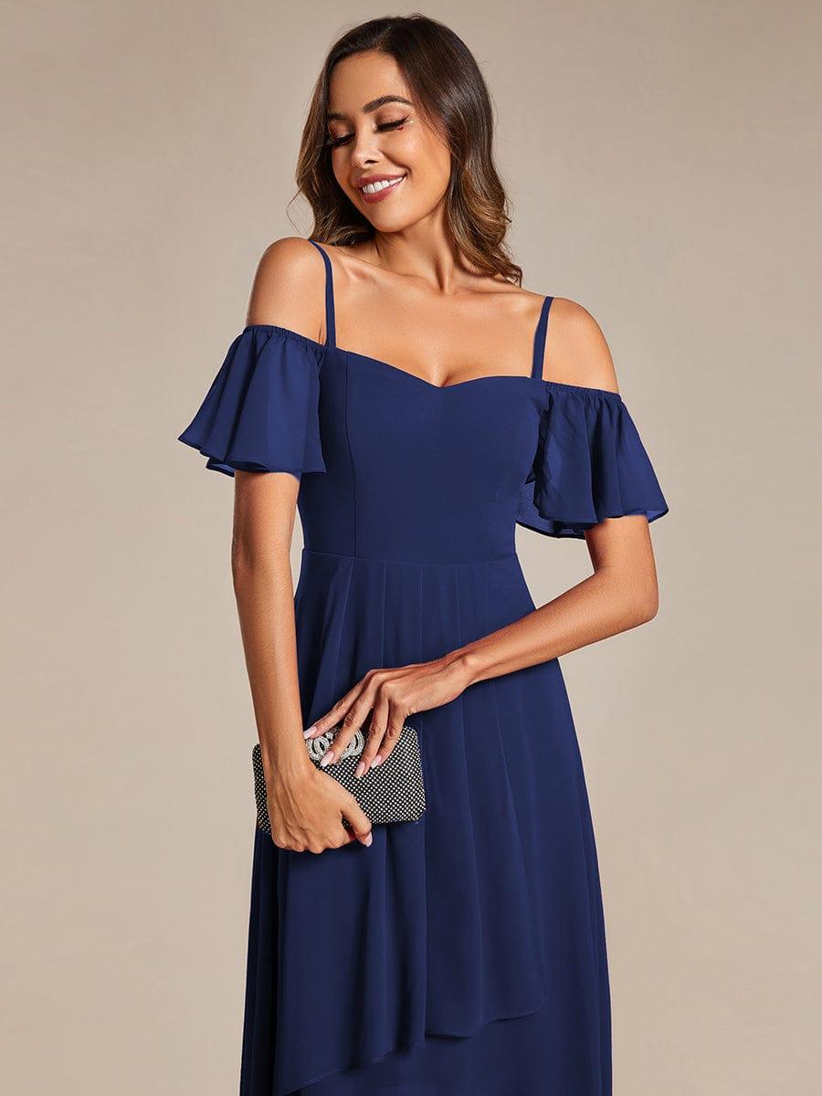 ever JORDANE|Spaghetti Strap Cold Shoulder Chiffon A-Line Midi Bridesmaid Dress