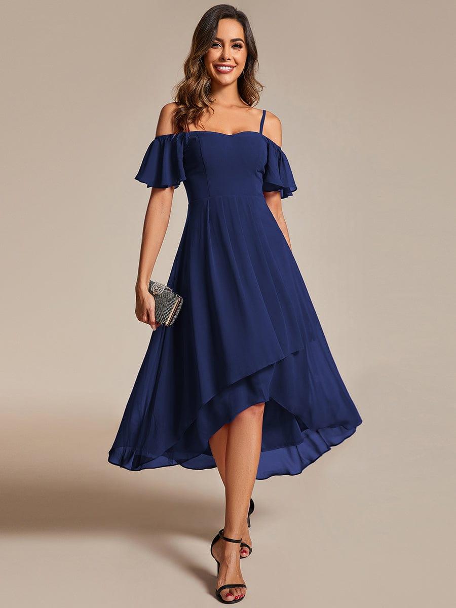 ever JORDANE|Spaghetti Strap Cold Shoulder Chiffon A-Line Midi Bridesmaid Dress