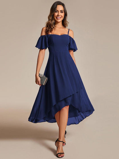 ever JORDANE|Spaghetti Strap Cold Shoulder Chiffon A-Line Midi Bridesmaid Dress