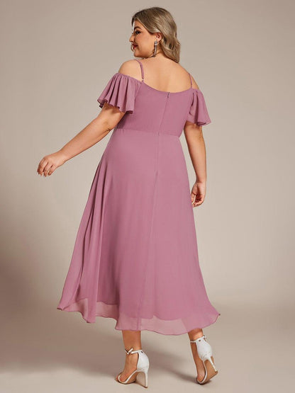 ever JORDANE|Spaghetti Strap Cold Shoulder Chiffon A-Line Midi Bridesmaid Dress