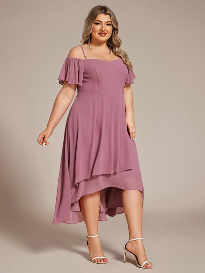 ever JORDANE|Spaghetti Strap Cold Shoulder Chiffon A-Line Midi Bridesmaid Dress