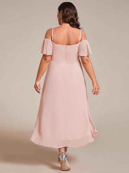 ever JORDANE|Spaghetti Strap Cold Shoulder Chiffon A-Line Midi Bridesmaid Dress
