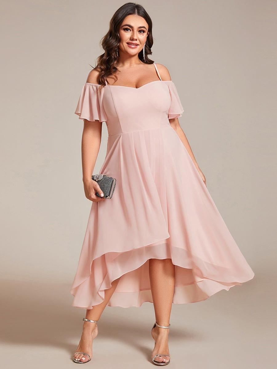 ever JORDANE|Spaghetti Strap Cold Shoulder Chiffon A-Line Midi Bridesmaid Dress
