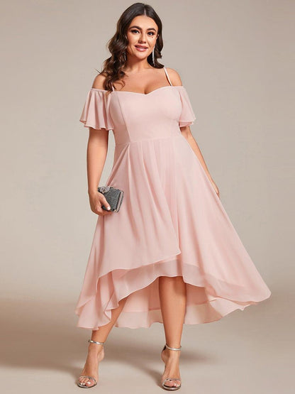 ever JORDANE|Spaghetti Strap Cold Shoulder Chiffon A-Line Midi Bridesmaid Dress