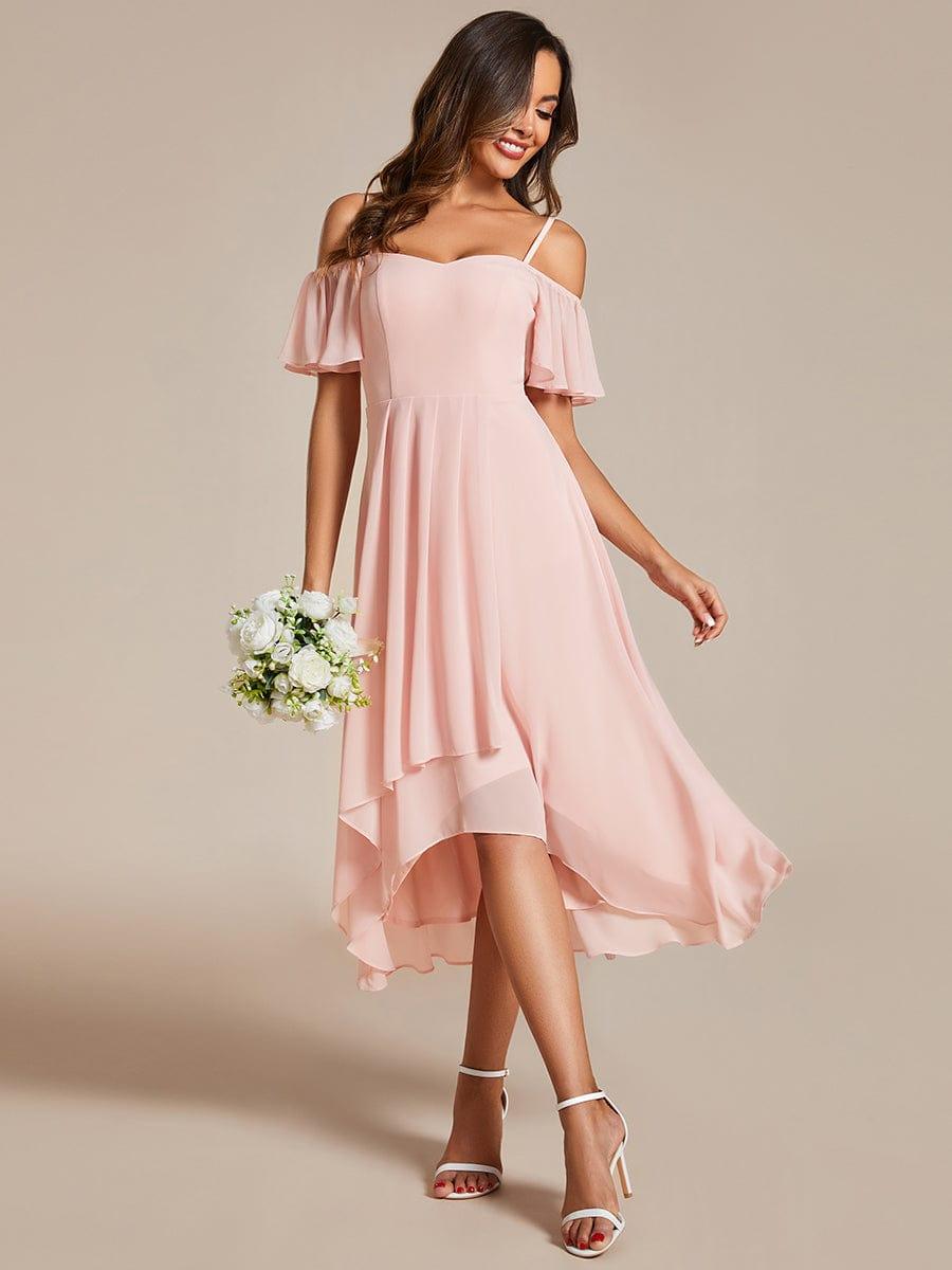 ever JORDANE|Spaghetti Strap Cold Shoulder Chiffon A-Line Midi Bridesmaid Dress