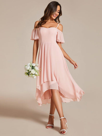 ever JORDANE|Spaghetti Strap Cold Shoulder Chiffon A-Line Midi Bridesmaid Dress